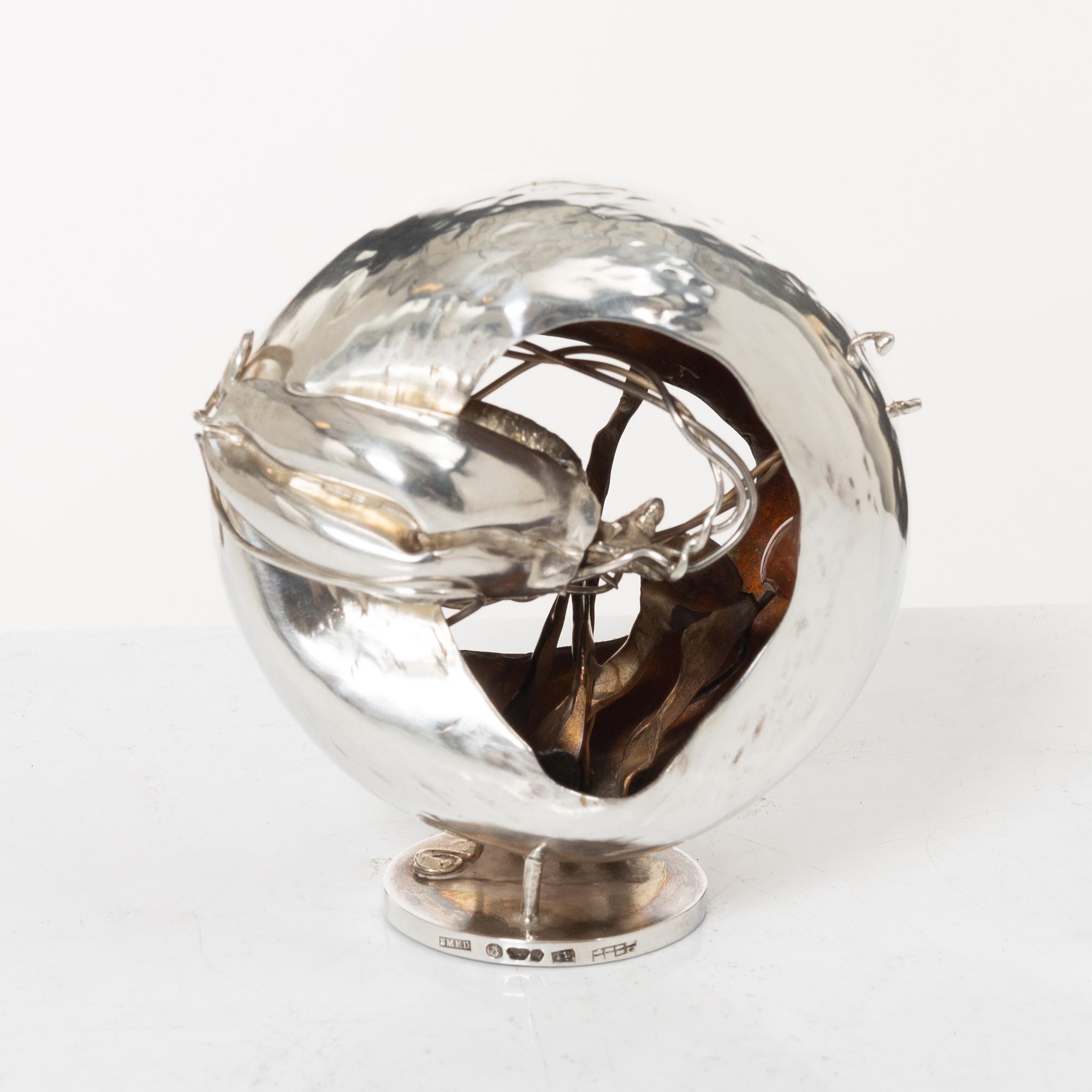 Lars Arby, A silver sculpture, mark of Lars Arby, Gothenburg, Sweden 1969.