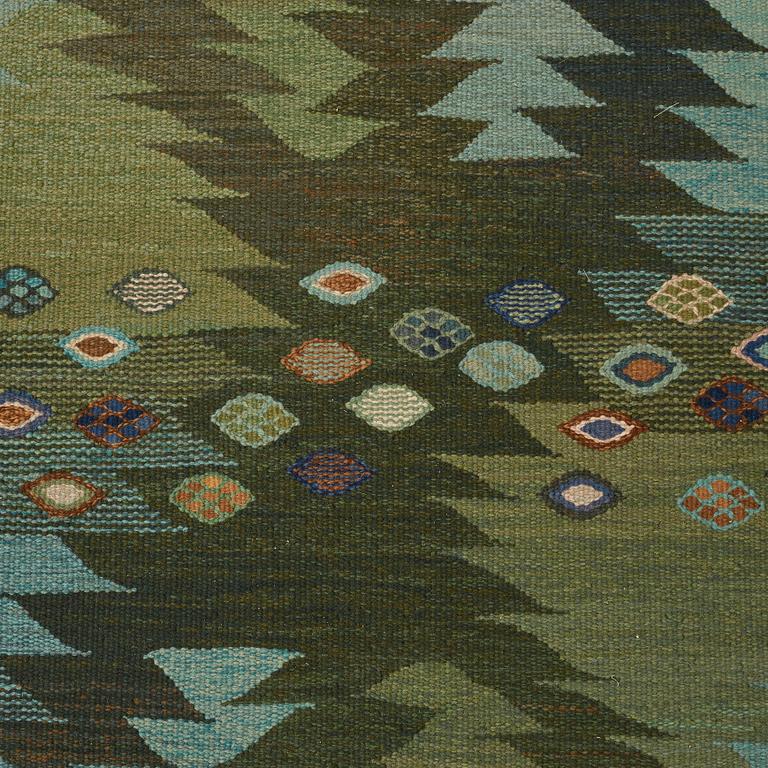 Barbro Nilsson, MATTO, "Tånga, grön", flat weave, ca 246,5 x 170 cm, signed AB MMF BN.