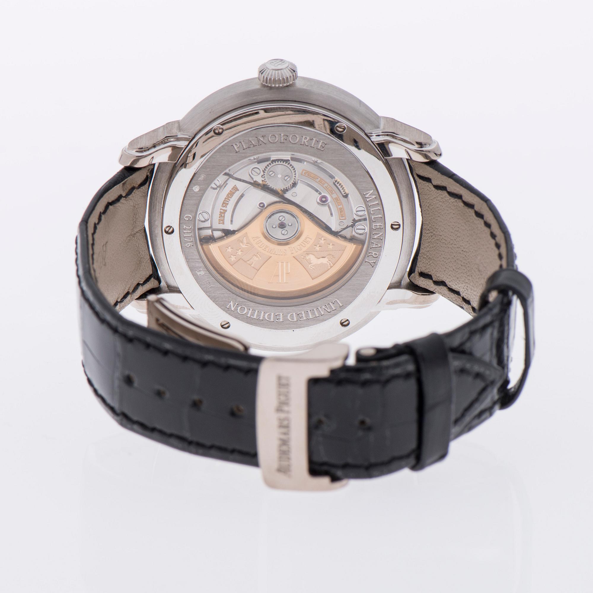 ARMBANDSUR, herr, Audemars Piguet Millenary Pianoforte, 18K vitguld. 2012.