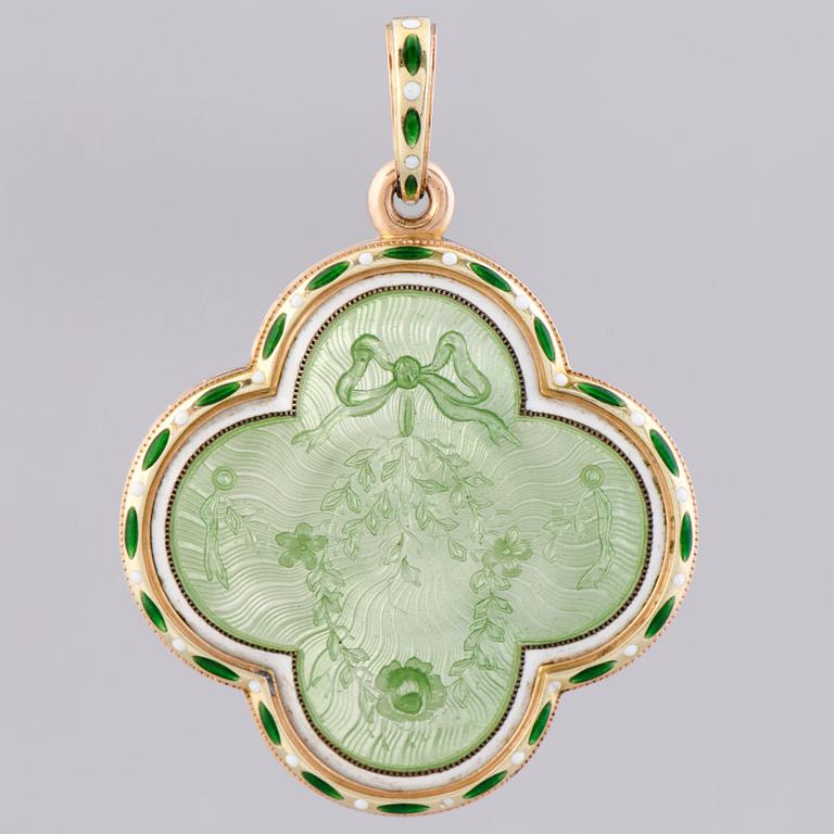 MEDALJONKI, Fabergé, emalia, 14K (56) kultaa. Pietari 1899-1908.