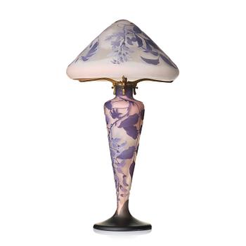 36. Emile Gallé, an Art Nouveau cameo glass table lamp, Nancy, France, post 1904.