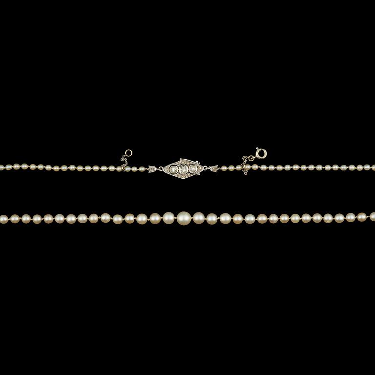 COLLIER, orientaliska pärlor, 5,2-2,2 mm, lås med små diamanter.