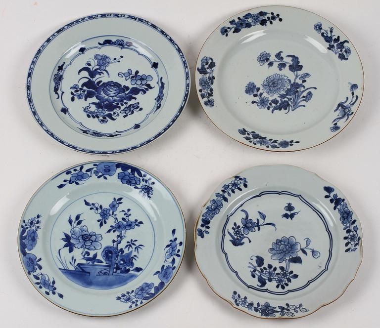 TALLRIKAR, 4 st, porslin, Kina, 1700-tal.