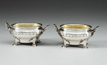 A pair of Swedish parcel-gilt salts, makers mark of Anders Stafhell, Stockholm 1774.