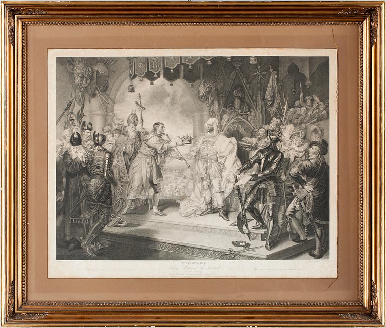 GRAVYRER, ett par. Motiv ur Shakespeare´s "King Richard the second"  Gravörer B. Smith och R. Thew, efter.  1800-tal.