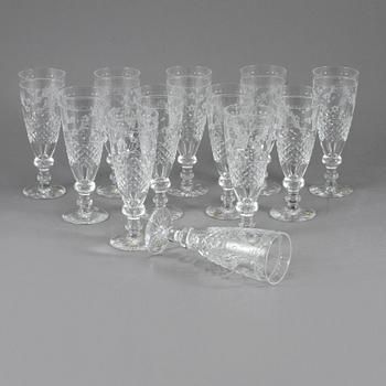 CHAMPAGNEGLAS, 12 st, "Elvira Madigan", Elis Bergh, Kosta., 1900-tal.