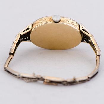 A WRIST WATCH, Borel & fils, old cut diamonds, 14k (56) gold. Bragin Andrey (AБ), St Petersburg, early 20th century.