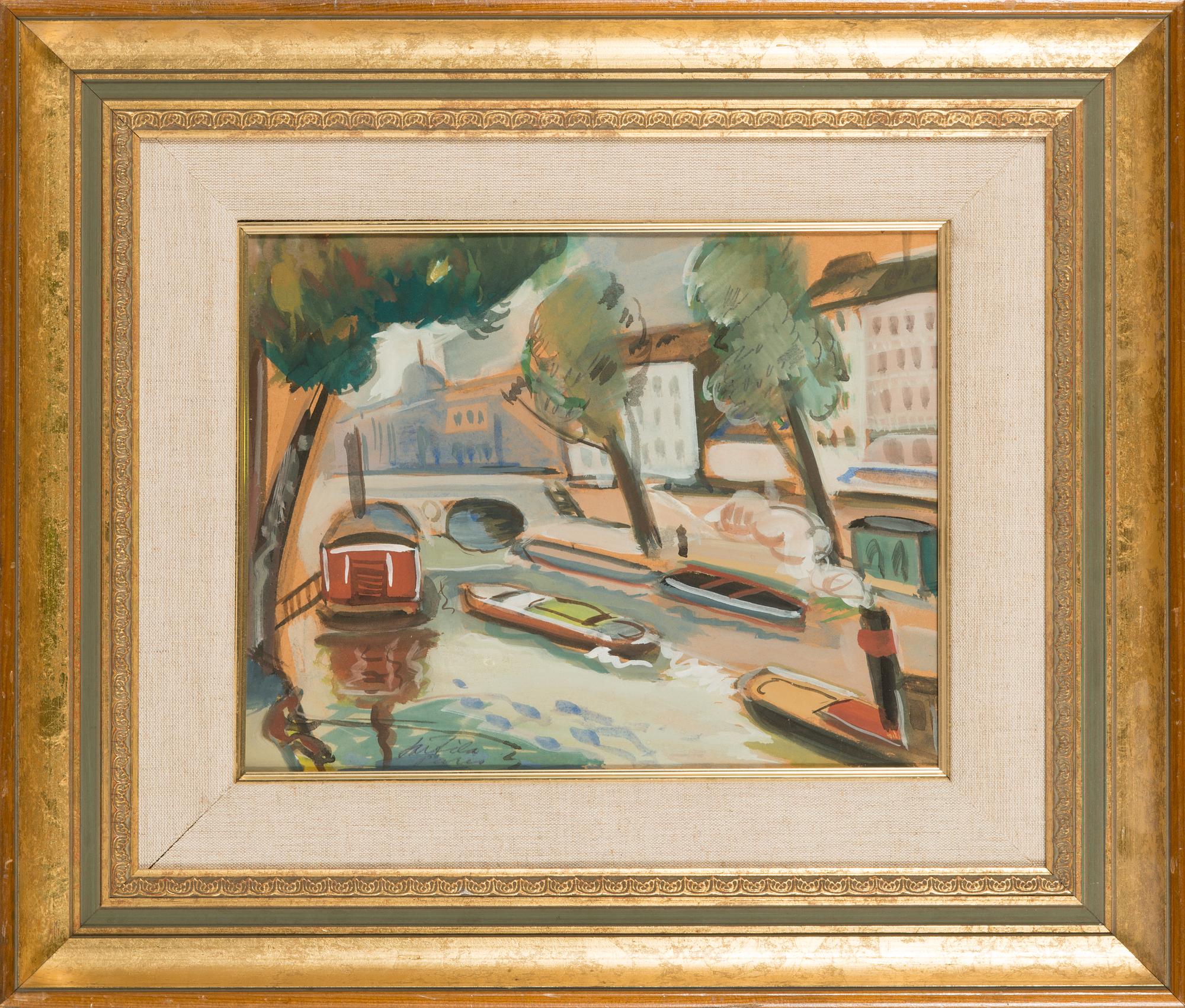 Atte Laitila, guassi, signeerattu.