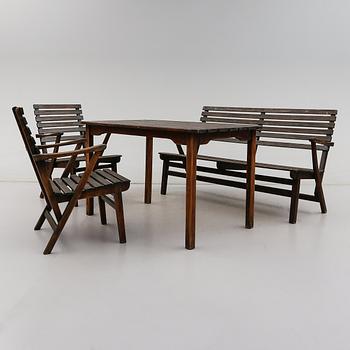 TRÄDGÅRDSMÖBEL, 4 delar, "Bergshamra", Carl Malmsten, Igelstaverken, 1900-talets andra hälft.