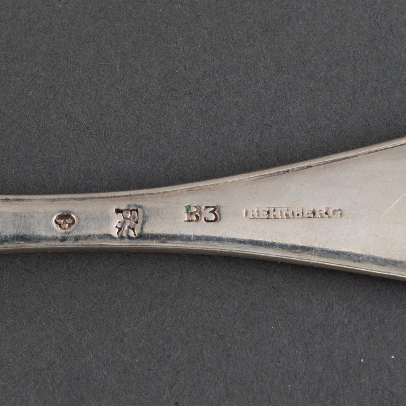 THREE SILVER TABLE SPOONS, Norrköping, first half of the 19th century. Weight ca 205 g.