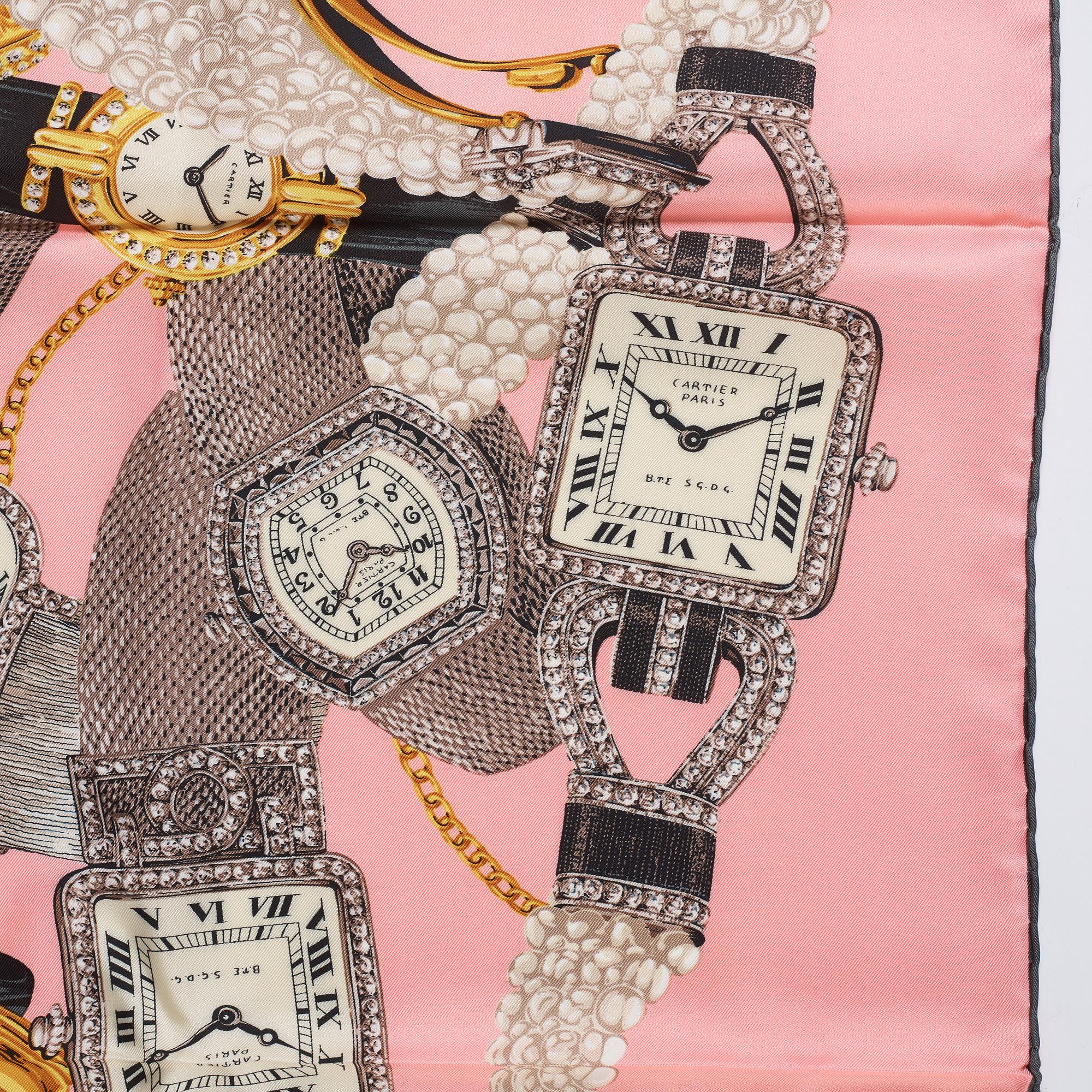 Cartier, a 'Le temps Précieux' twill silk scarf.