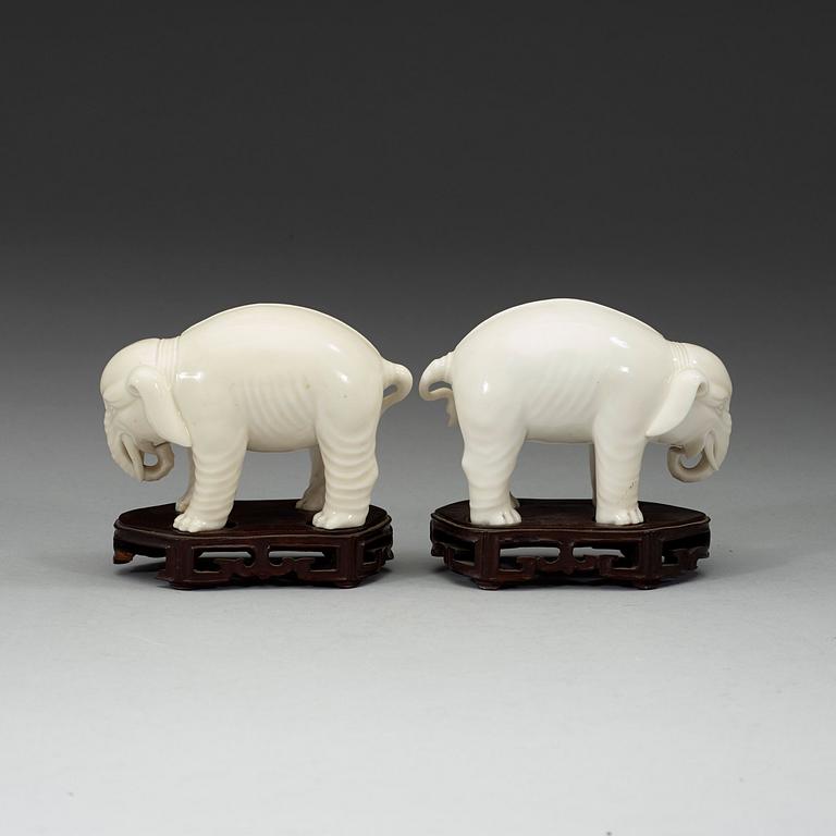 A pair of blanc de chine elephants, Republic.
