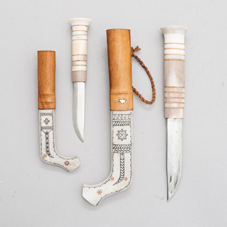 Two sami knifes, Per-Ola Jönestal, Kurravaara. Signed POJ.
