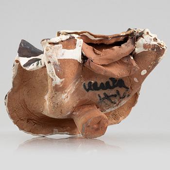 Ulrica Hydman-Vallien, a stoneware sculpture of a seated woman, executed in her own workshop, Sweden.