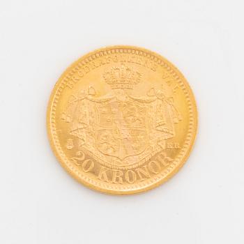 Oscar II, guldmynt, 20 kr, 1901, Typ IV.