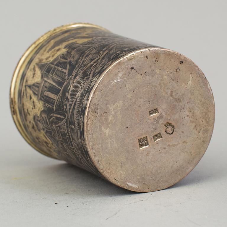 A niello silver cup by Nikolay Dubrovin, Moscow, 1828.