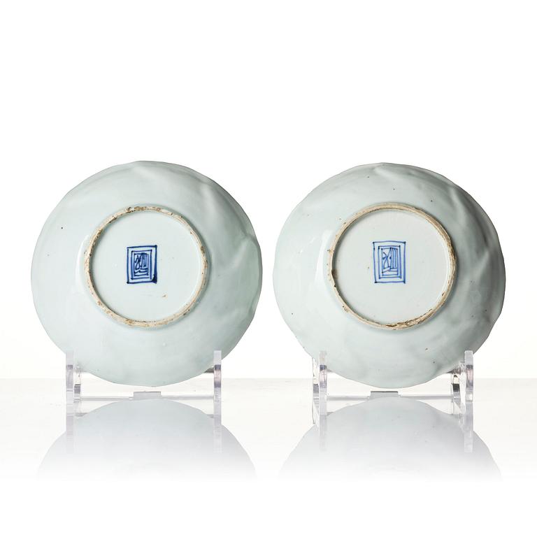 A set of 12 blue and white 'three friends of winter' dishes, Tianqi/Chongzhen, mid 17th century.