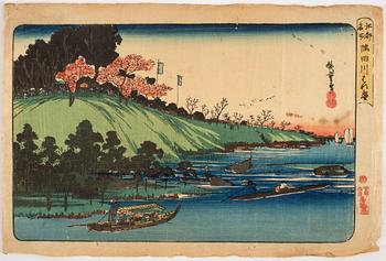 Ando Utagawa Hiroshige, woodblock print in colours.