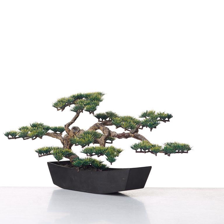 Estrid Ericson, an elastoline bonsai tree mounted in a Japanese cast iron pot, Svenskt Tenn, Sweden, mid 1900's, provenance E. Ericson.