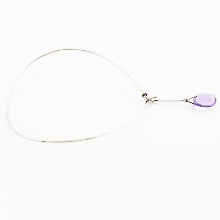 Vivianna Torun Bülow-Hübe, collier "Dew-drops", silver, ametist och briljanter för Georg Jensen.