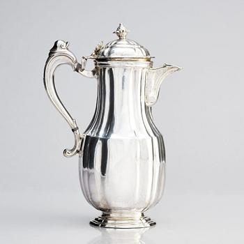 A Spanish 18th century Rococo silver coffee-pot, city mark of Barcelona. Unclear makers mark.