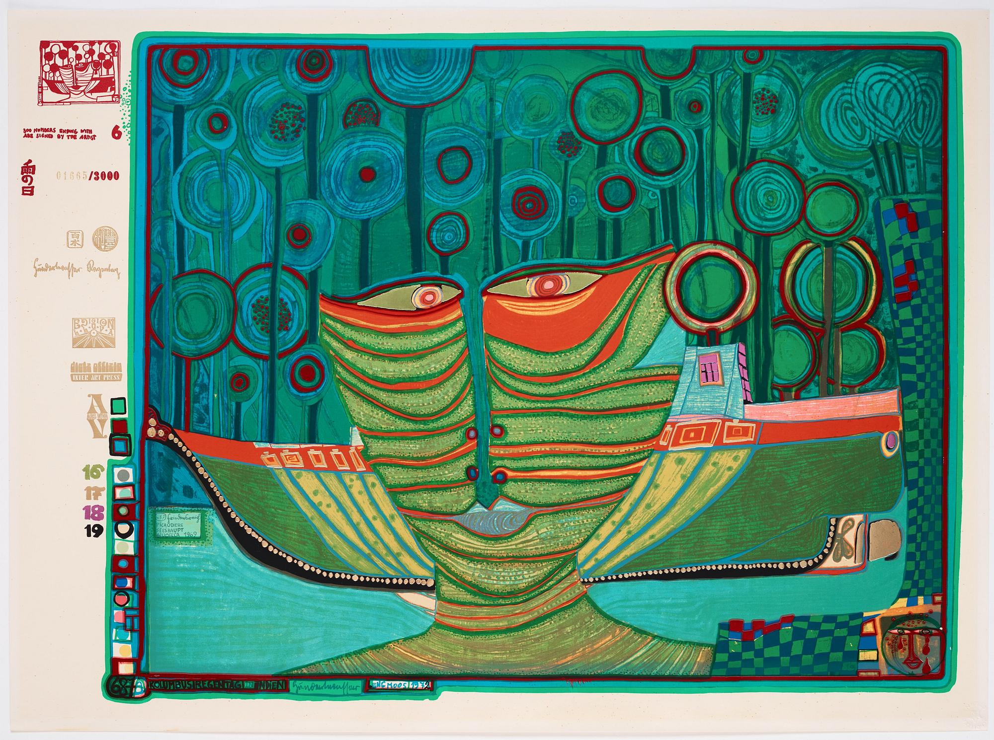Friedensreich Hundertwasser, "Look at it on a rainy day (The Regentag portfolio)".