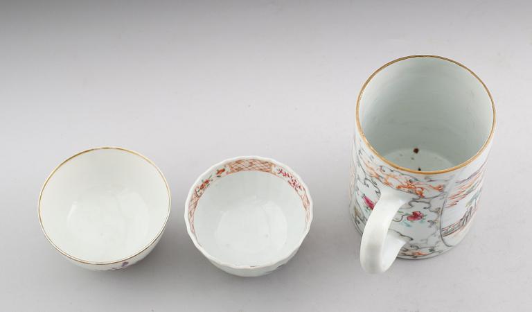 PORSLINSFÖREMÅL, 3 delar, Kina, 1700-/1800-tal.