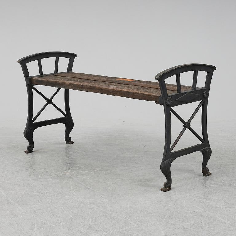 An iron garden bench by Folke Bensow, Näfveqvarns Bruk, early 20th Century.