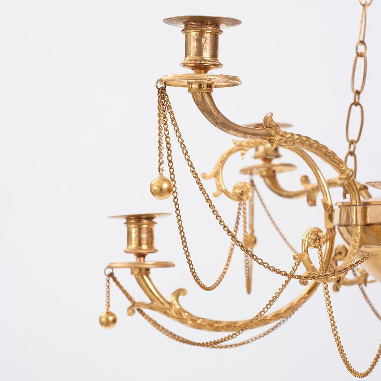 A late Gustavian eight-light hanging-lamp, Stockholm, early 19th century.