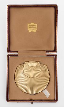 594. PUDERDOSA, Cartier, 9k guld med briljantslipade diamanter, tot. ca 0.25 ct.