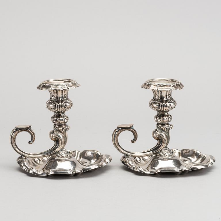 JOHAN OLOF ÖSTLUND, a pair of candlesticks Gävle 1862.