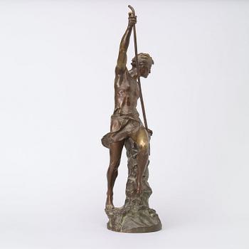 Ernest Justin Ferrand, efter. Brunpatinerad brons, höjd, "Le pêcheur de congres".