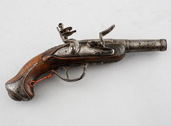 A flintlock gun, 18th century.