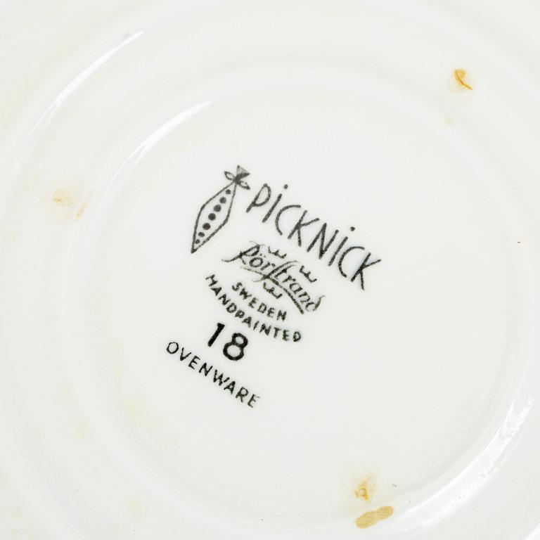 SERVISPORSLIN, 10 delar, "Picknick", Marianne Westman, Rörstrand, i produktion 1956-1969.