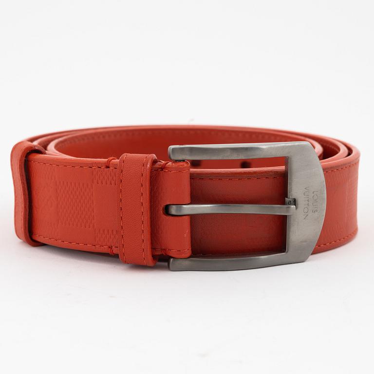 Louis Vuitton, a red Damier Infini 'Detroit' belt, size 100, 2013.