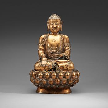 43. BUDDHA, patinerad brons. Mingdynastin (1368-1644).