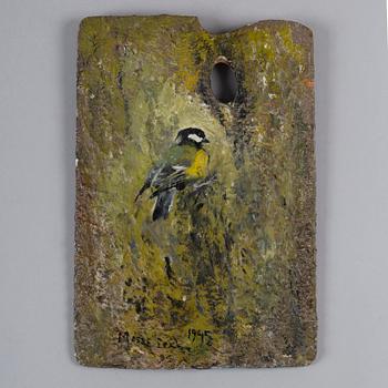 Mosse Stoopendaal, olja och gips på träpalett, signerad och daterad 1945.