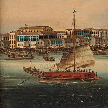 Kinesisk Konstnär, olja lagd på pannå. Qingdynastin, tidigt 1800-tal.