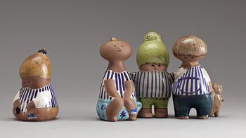 FIGURINER, 4 st, stengods, Lisa Larson, 1900-talets mitt.