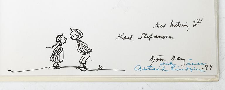 Astrid Lindgren, books, 2 pieces, signed by the author and illustrator Björn Berg.