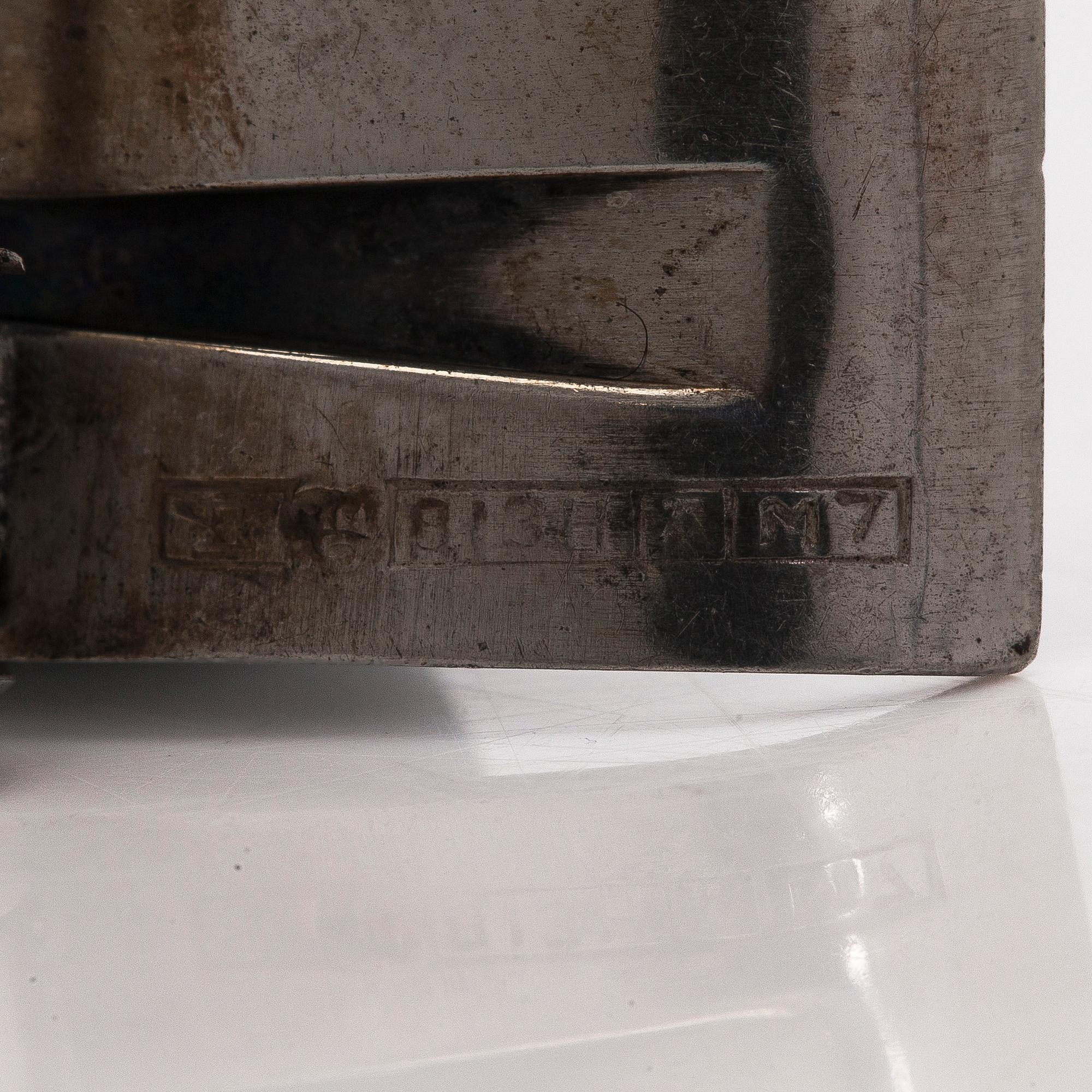 Elis Kauppi, Cufflinks and brooch, silver, Kupittaan Kulta, Turku, 1960s.