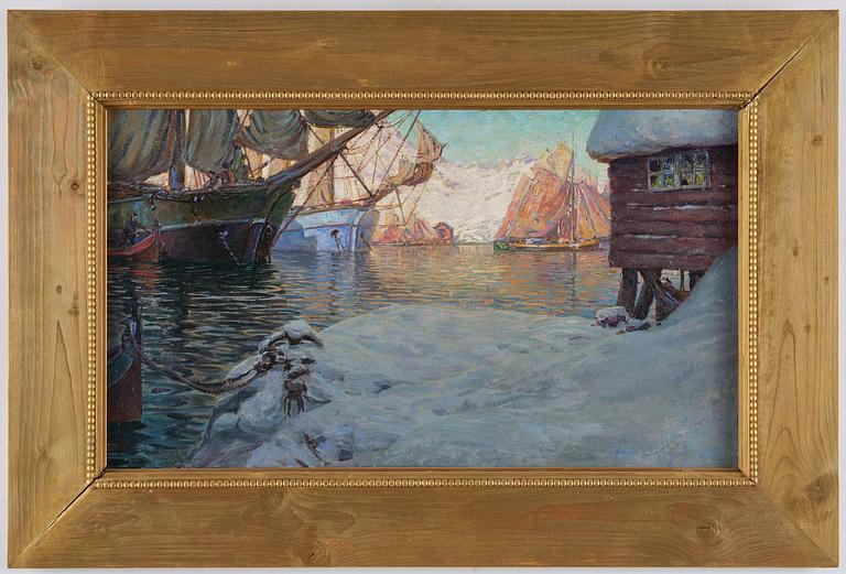 Anna Boberg, Harbour scene from Lofoten.