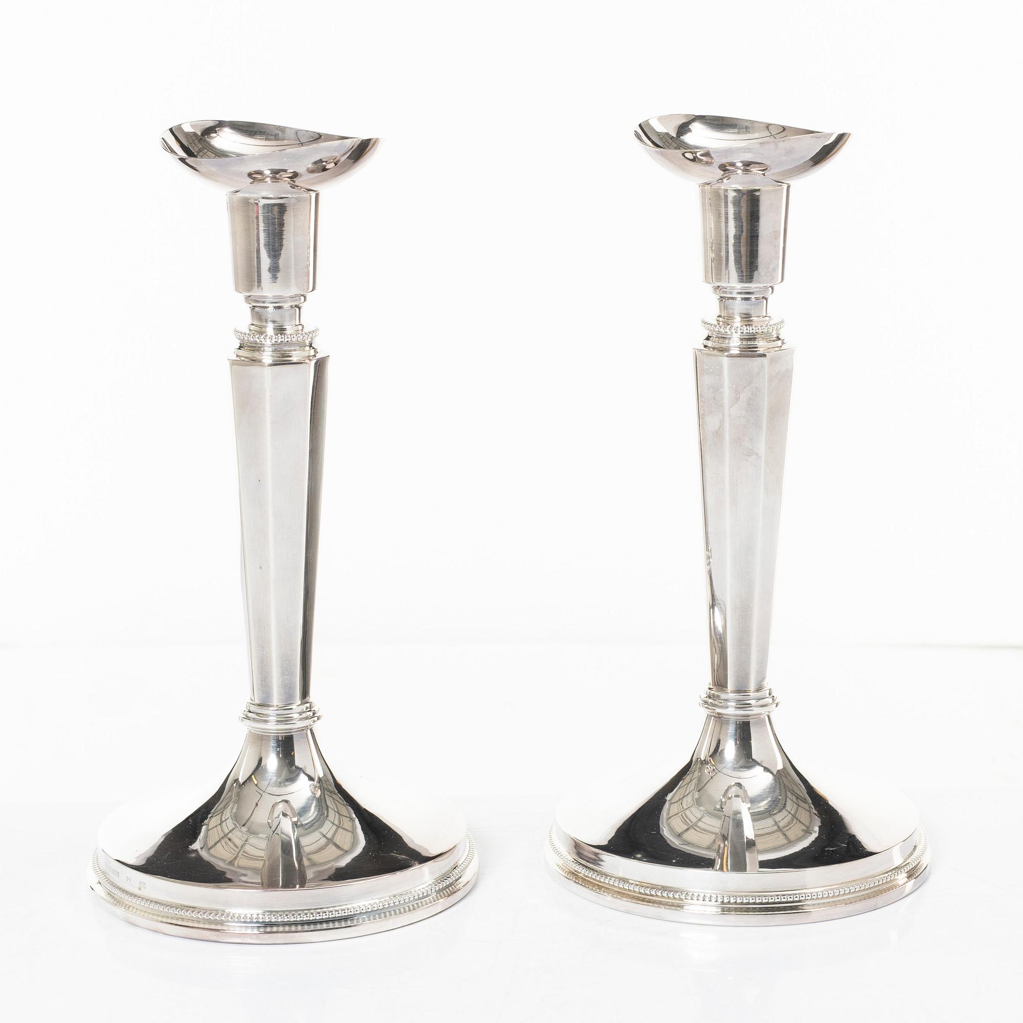 Ljusstakar, ett par, silver, MGAB, Uppsala, 1967.