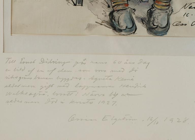 OSSIAN ELGSTRÖM, blandteknik på papper, signerad och daterad 1918.