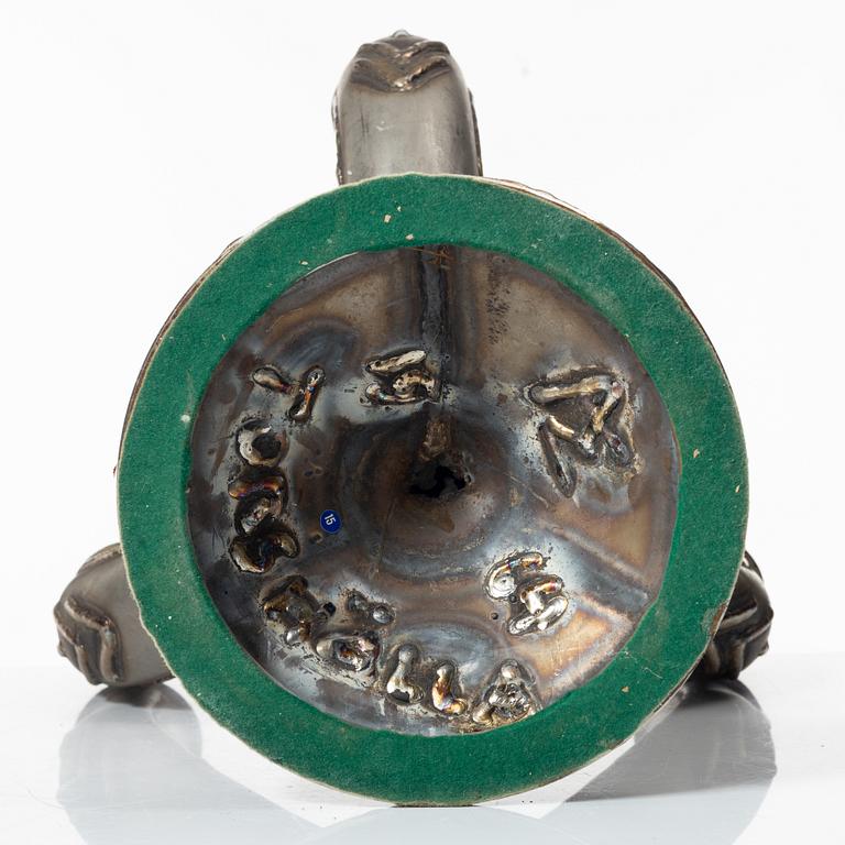 Allan Ebeling, candelabrum for three candles, wrought iron, Torshälla 1964.