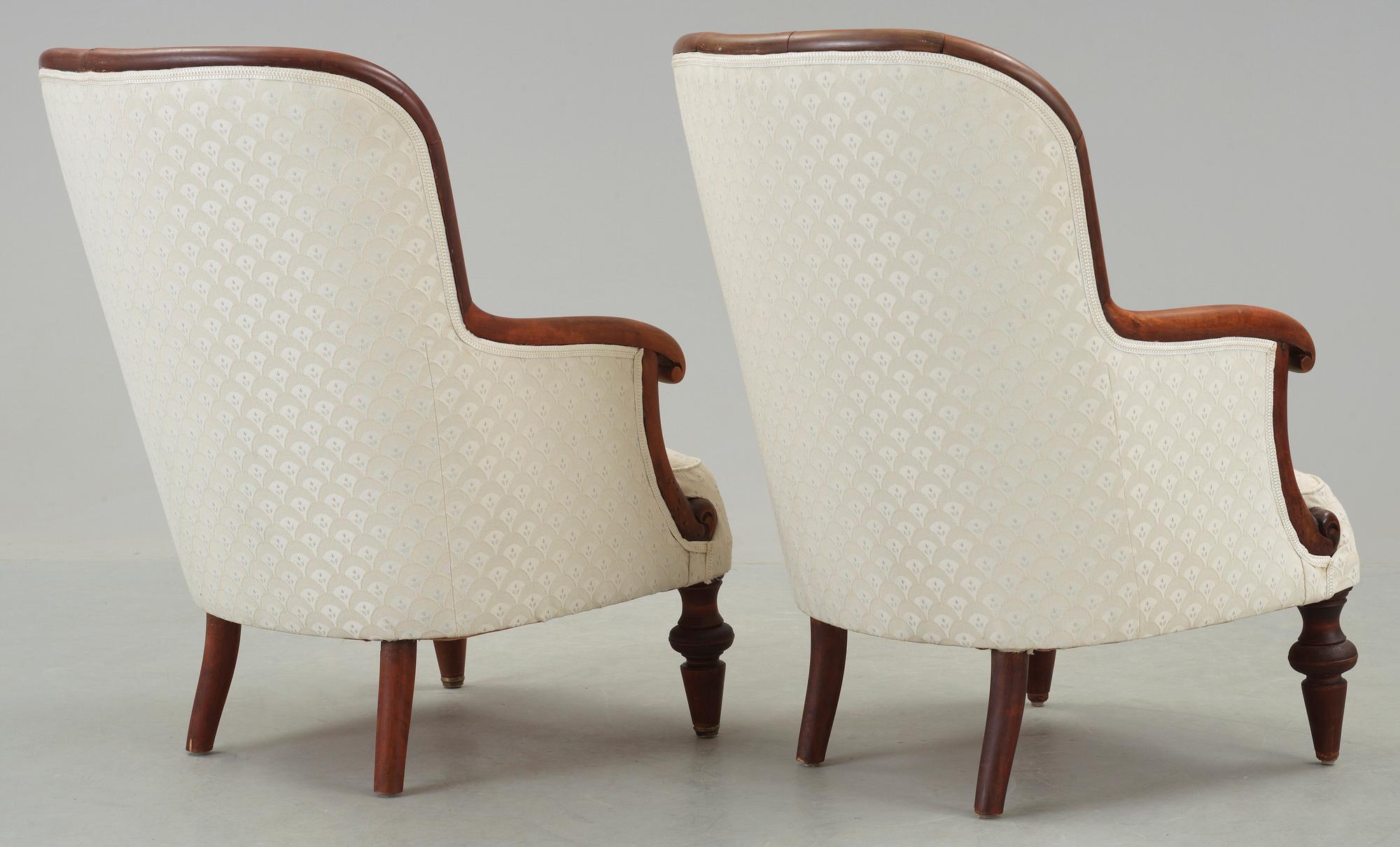 FÅTÖLJER, ett par, 1800-talets slut.