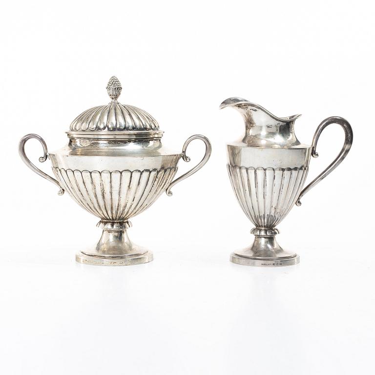 C.G. Hallberg, Tea and coffee service, 4 pieces, silver, Gustavian style, Stockholm 1897–1909.