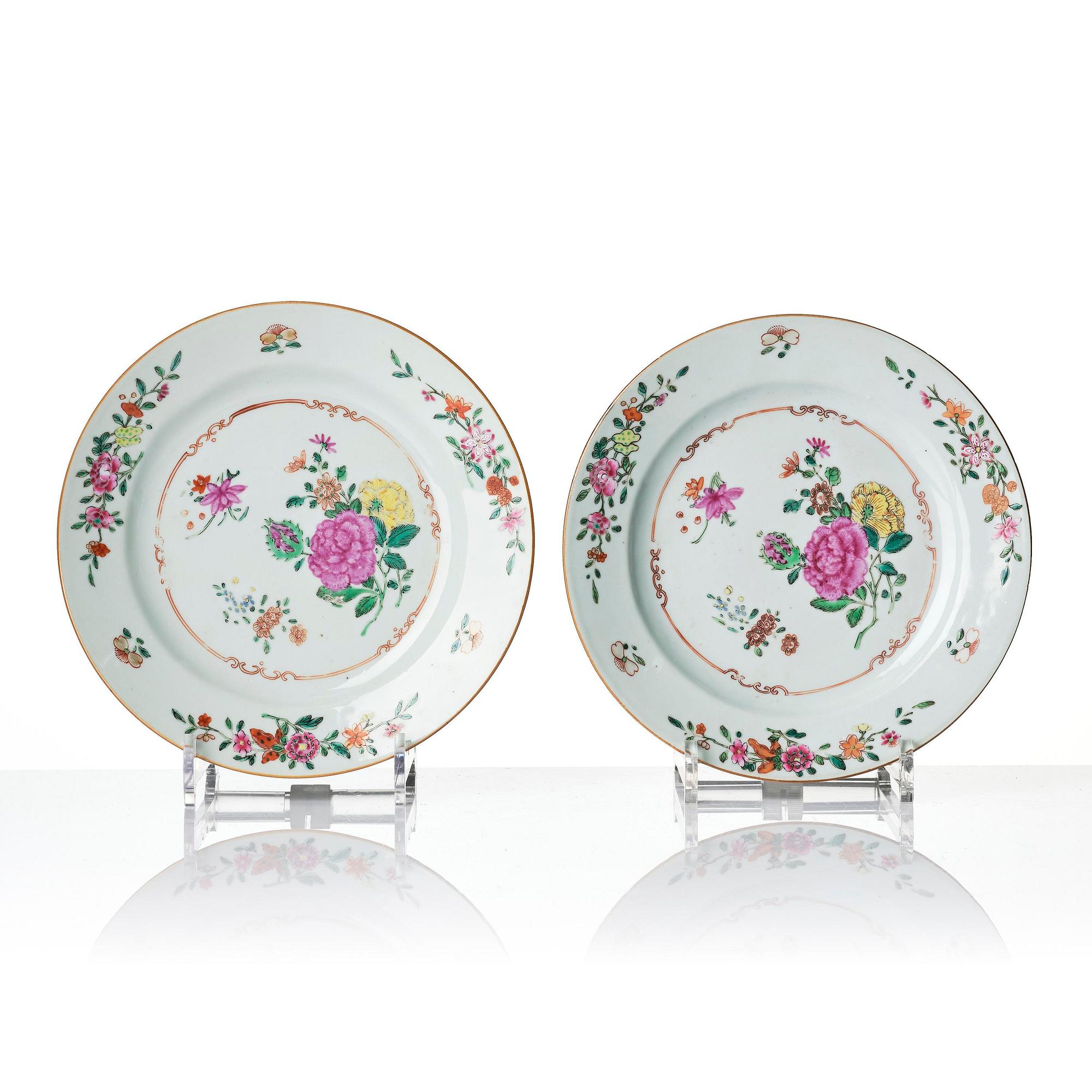 A set of 12 famille rose dishes, Qing dynasty, Qianlong (1736-95).