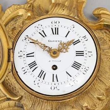 A French Fleury à Paris à Paris part rococo gilt bronze cartel clock.