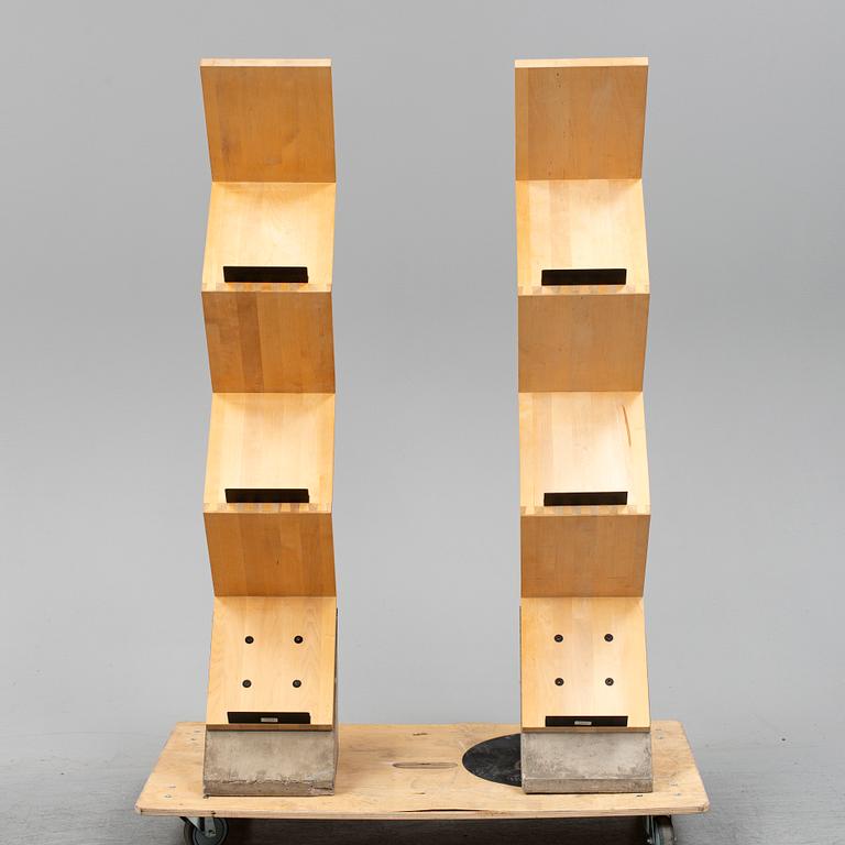 JONAS BOHLIN, a pair of 'Zink' shelves from Källemo, Värnamo, designed in 1984.